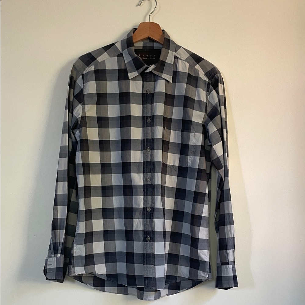 Kroon Men's Monochrome Plaid Dress Shirt